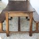 Farmhouse table and two benches, antique wooden farmhouse table, living room furniture, country style, chalet style, decor