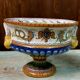 Antique painted ceramic fruit bowl/pot with grotesque motifs
