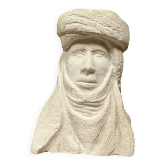 Important orientalist volume sculpture in stone from the Art Deco period around 1930