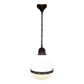 Bauhaus pendant light in glass and brass