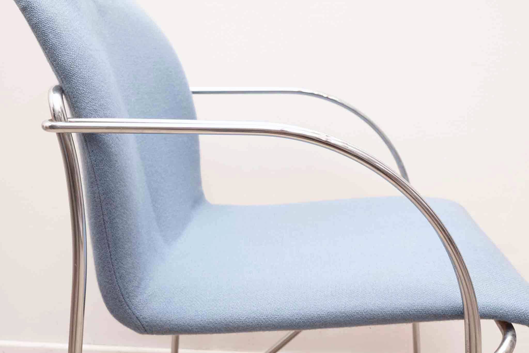 Blue and chrome 'Neon Light' armchair by Alfred Homann