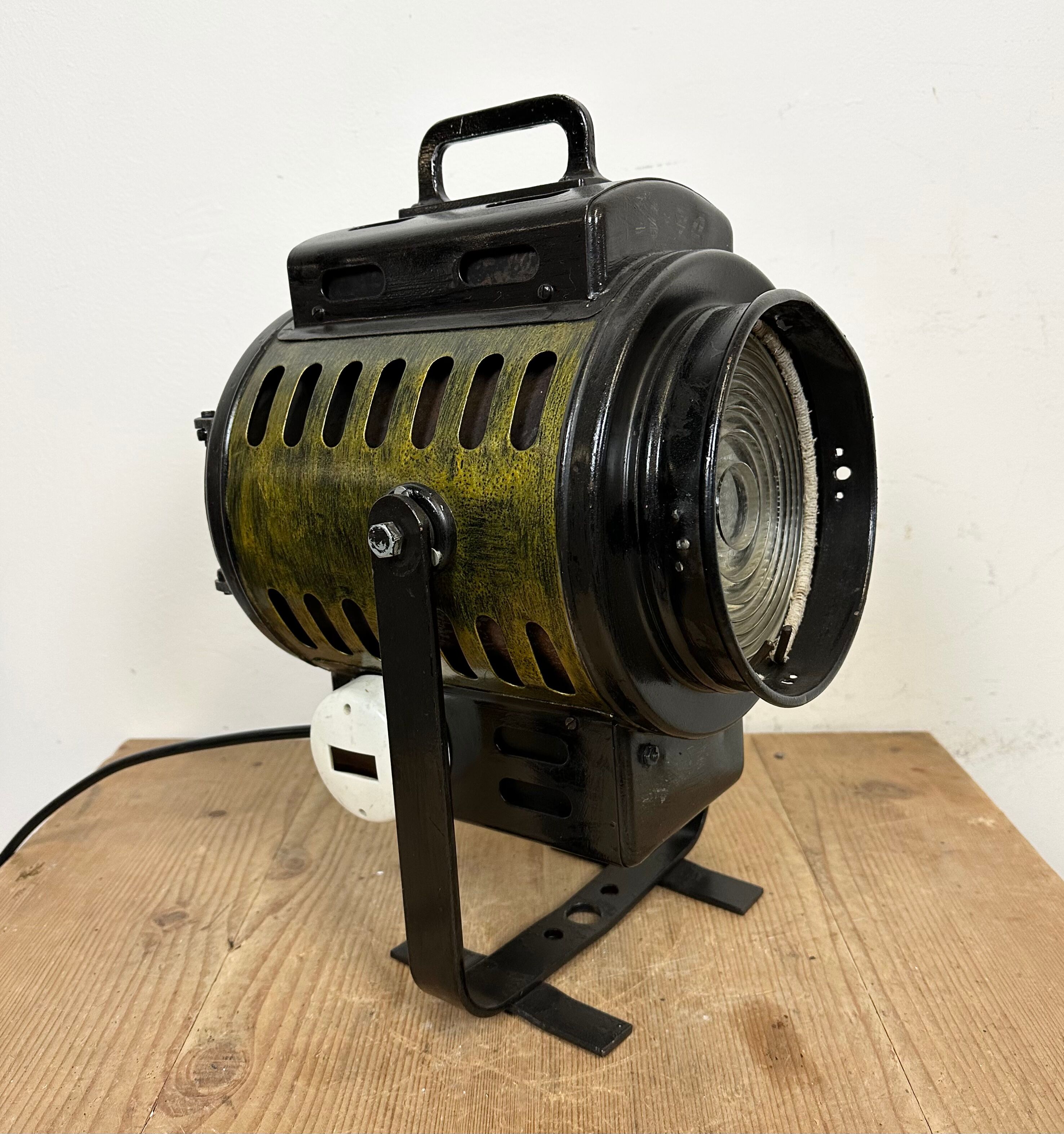 Vintage black theatre spotlight table lamp, 1960s
