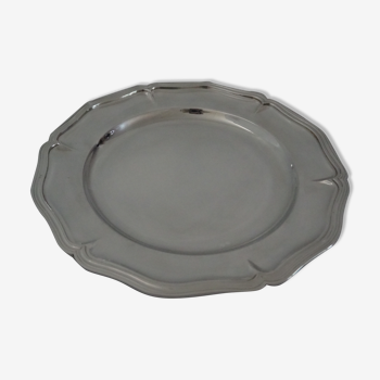 Round-shaped dish, chinon fillets collection, christofle and its leafy protective pouch