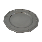 Round plate, Chinon collection with gold trim, Christofle, and its protective felt pouch.