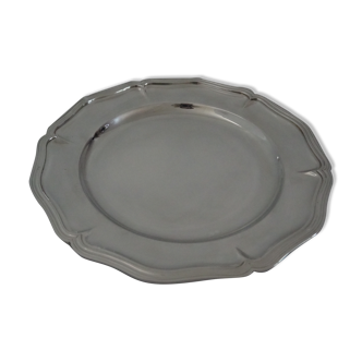 Round-shaped dish, chinon fillets collection, christofle and its leafy protective pouch