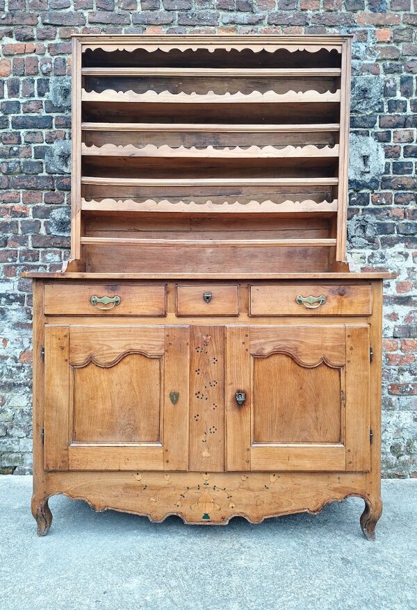 Buffet vaisselier ancien, meuble de ferme bois massif