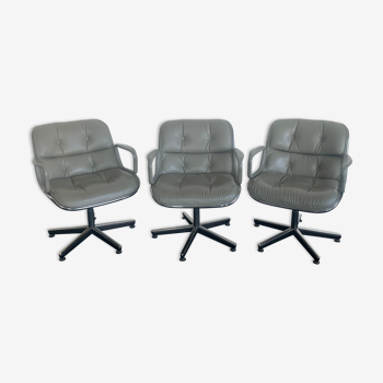 Charles Pollock for Knoll International , suite of three armchairs