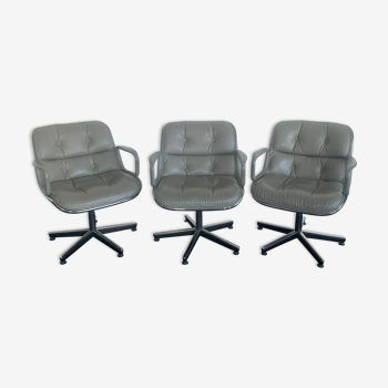 Suite de trois fauteuils Charles Pollock pour Knoll international