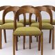 Set of 6 Mid Century Dining Chairs, Baumann Gondola Chairs 1970s, Oak Wood