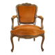 Vintage French Curry Velvet Cabriolet Armchair