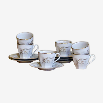 Six vintage Italian porcelain coffee cups stamped Tognana