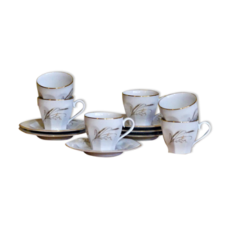 Six tasses à café vintage en porcelaine italienne estampillées Tognana