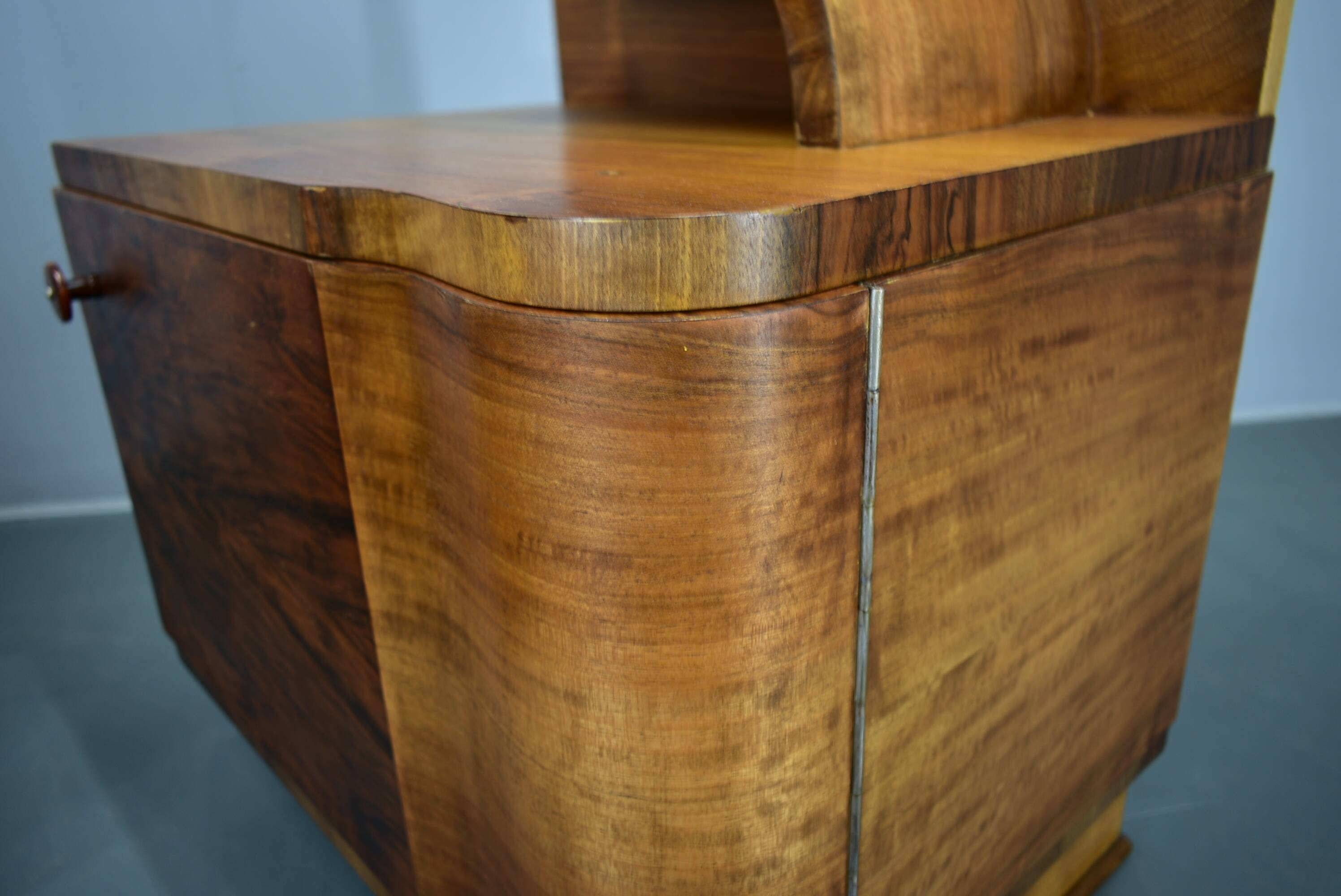 1930s Art Deco Nightstands in Walnut Finish, Czechoslovakia