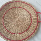 Vintage wicker tray nets and red handles