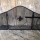 Grilled Fire Screen Fireplace 3 Shutters Black Metal Fleurs De Lys Vintage #A344