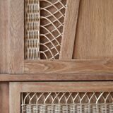 Wood and rattan wardrobe