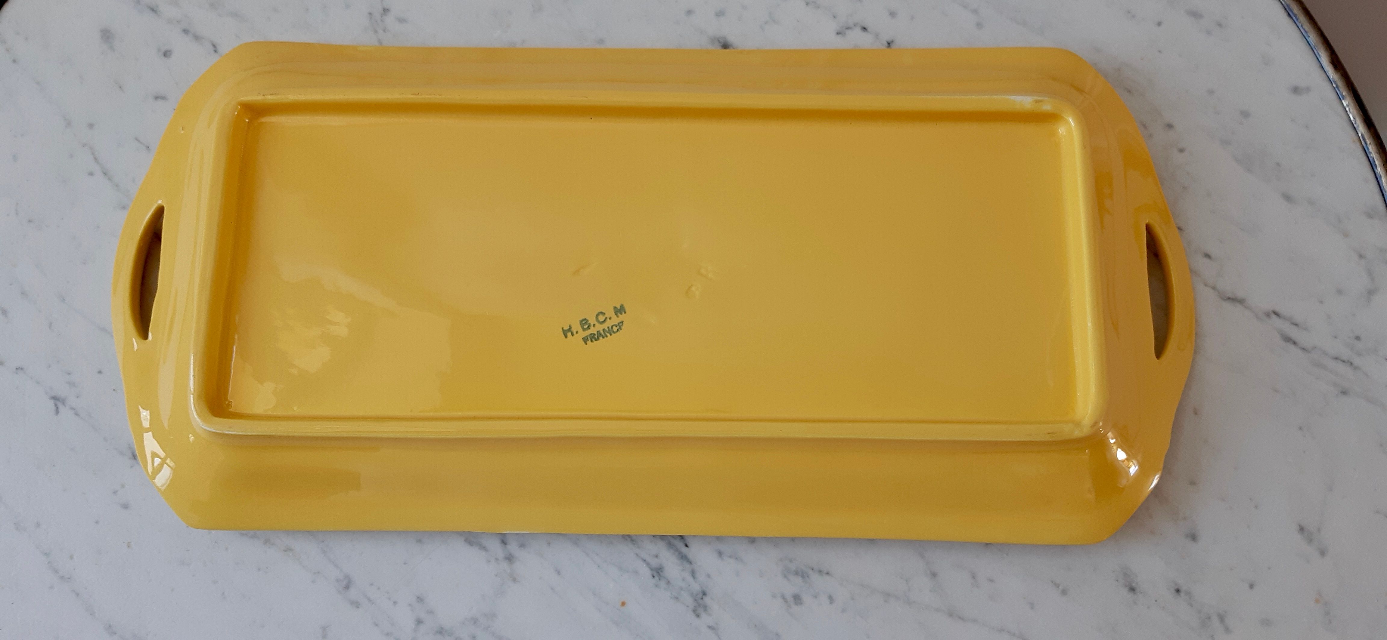 Yellow cake dish HBCM Creil and Montereau 50s
