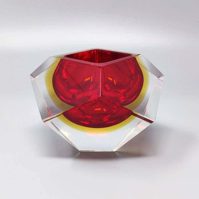 1960s Gorgeous Red and Yellow Ashtray or Catch-All By Flavio Poli for Segus
