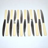 Set of 12 vintage knives in ivory resin by louis springer strasbourg 19.5cm