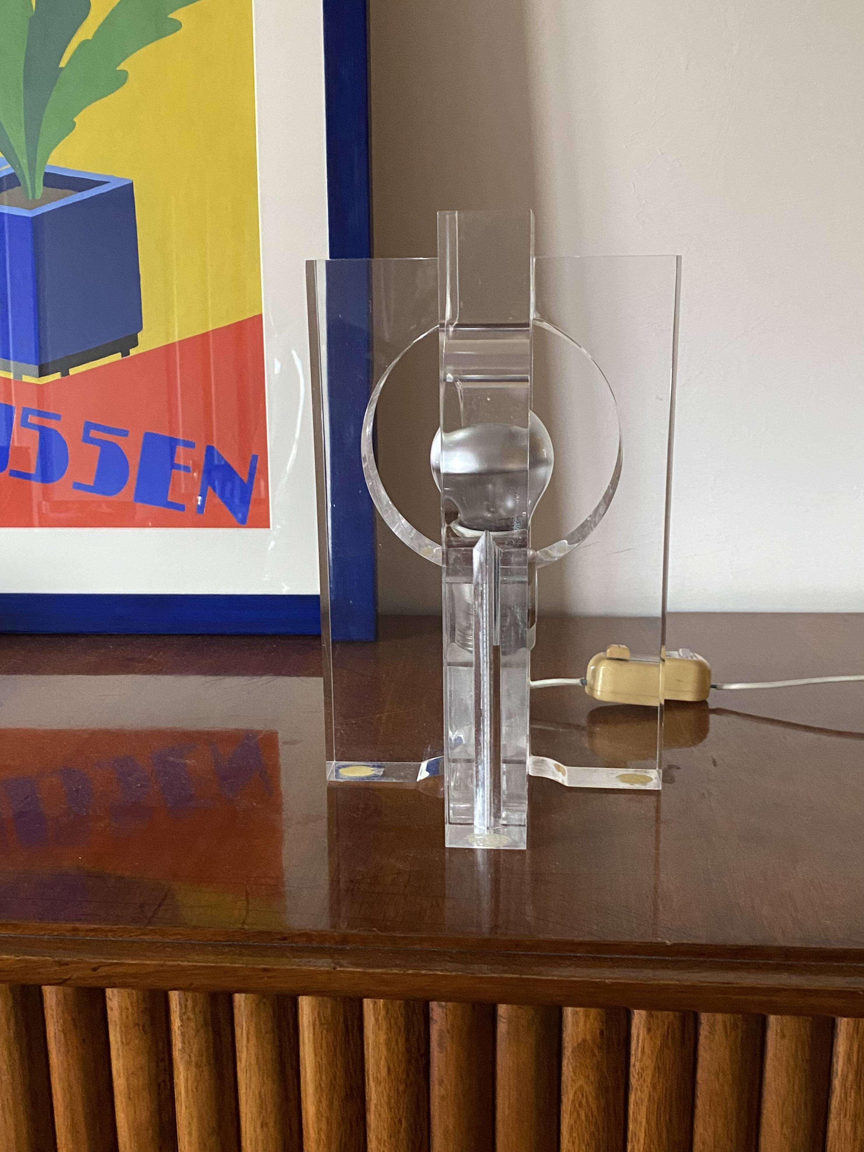 Sandro Petti, sculptural lucite table lamp, Maison Jansen France 1970s