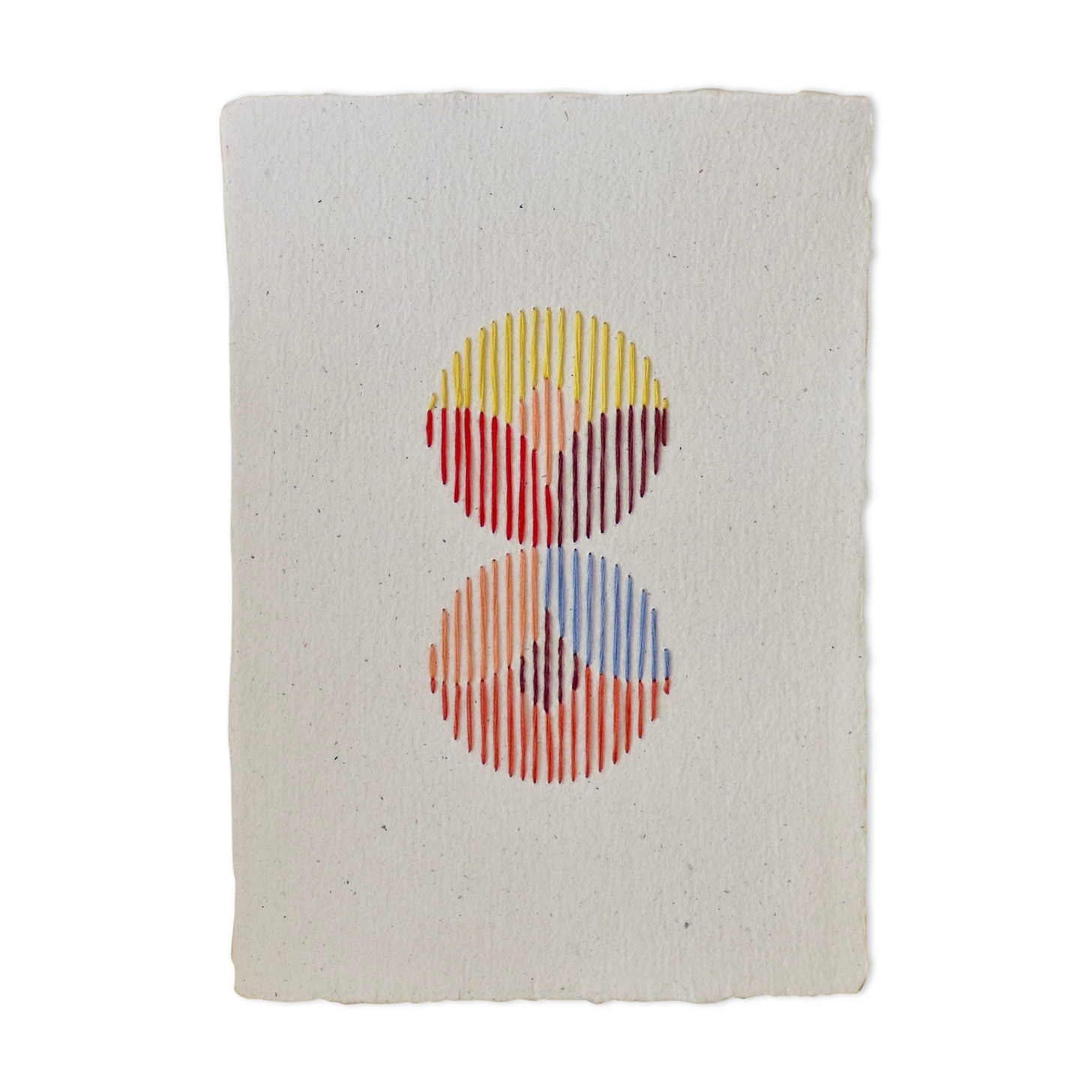 hand-embroidered card on recycled paper