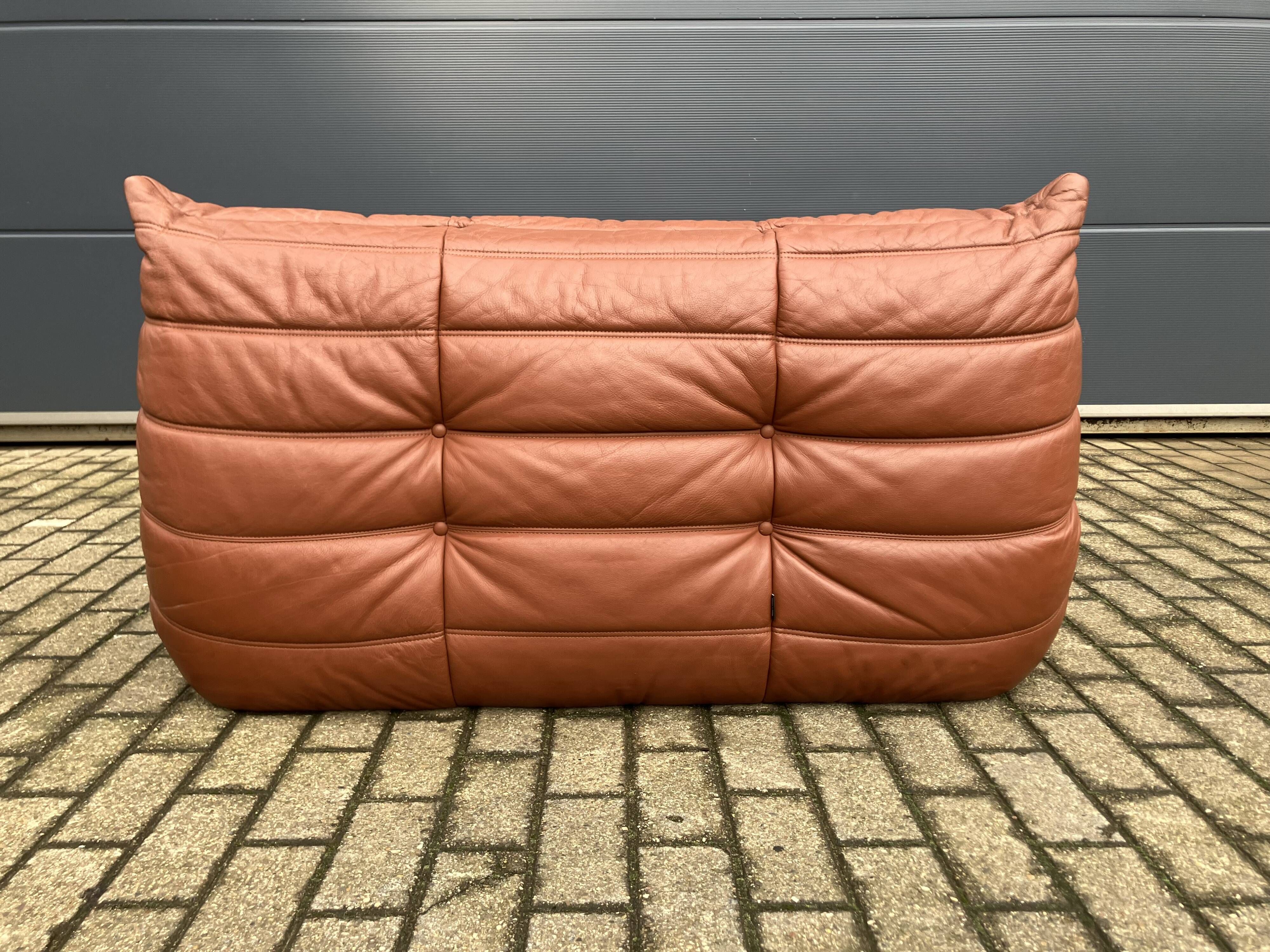 100% original vintage Cognac leather Togo Ligne Roset 2zit