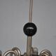 Chandelier 1930 tubular arms to 6 lights black opaline cups