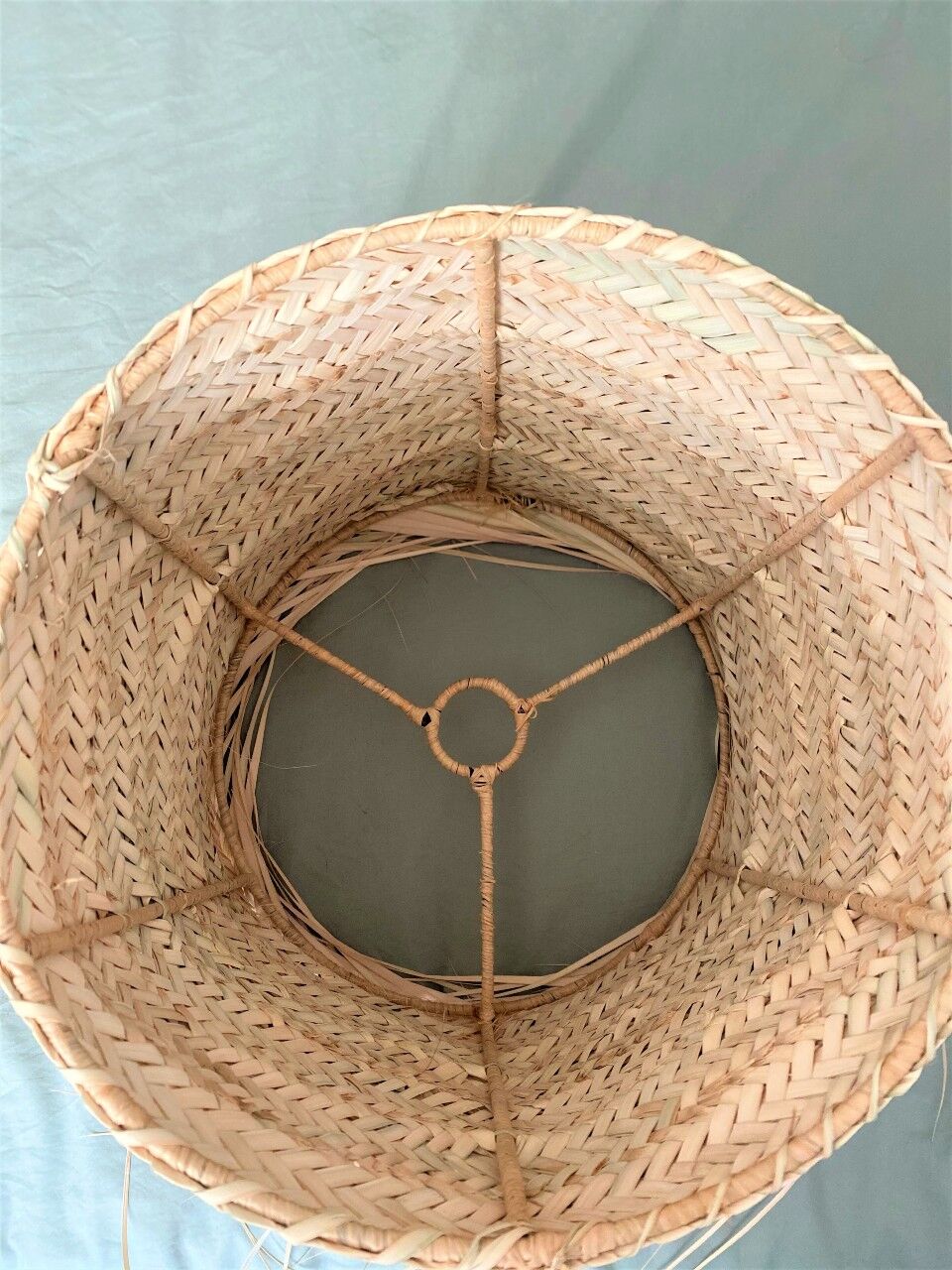 Palm leaf lampshade and iron frame