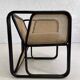 Cubic armchair in black rattan and canework