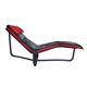 Scandinavian modern black leather and red wool reversible chaise lounge from Westnofa, Norwegian
