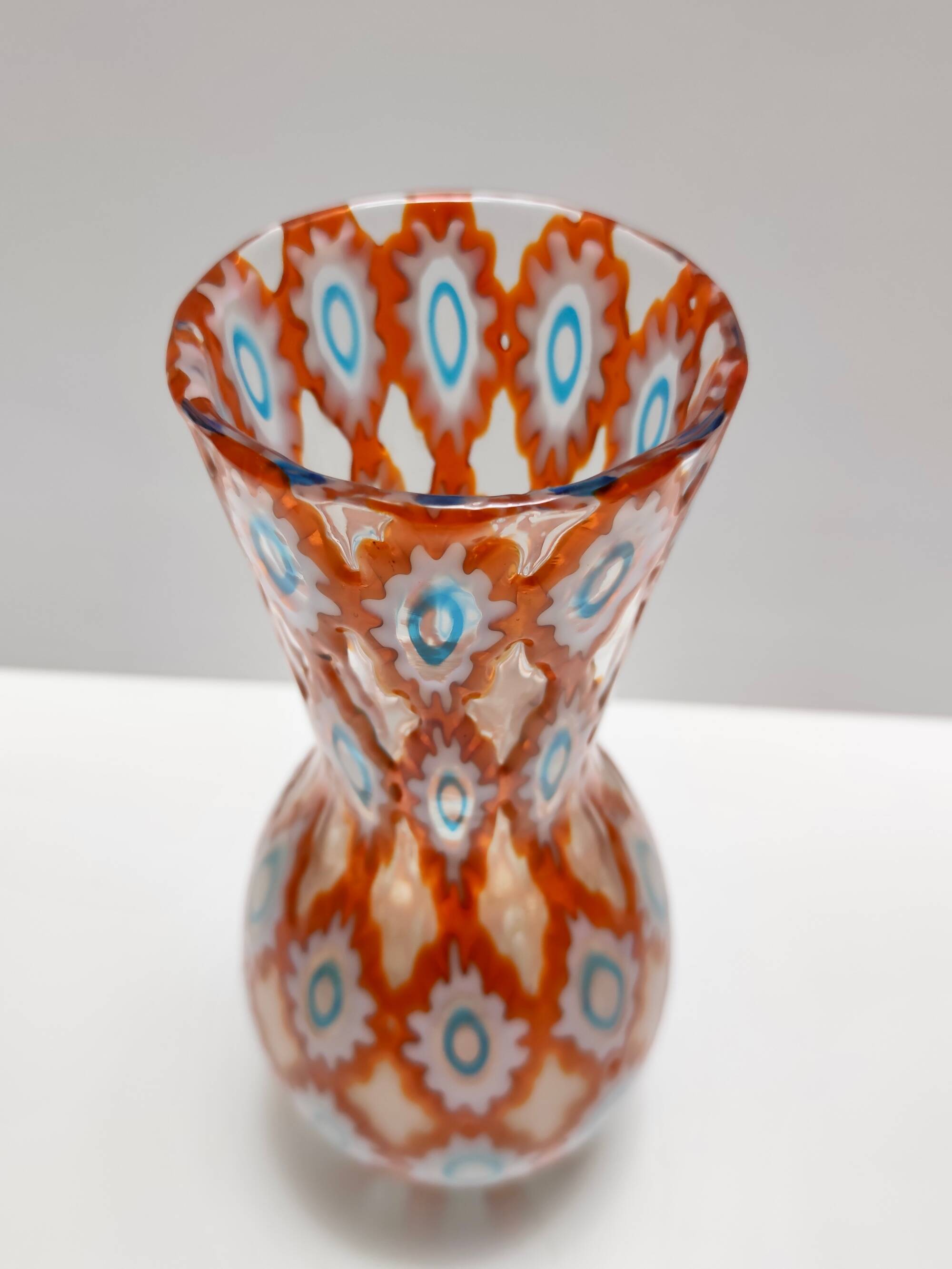 Rare Orange Murano Glass Vase by Ercole Barovier model "Rotellati", Italy