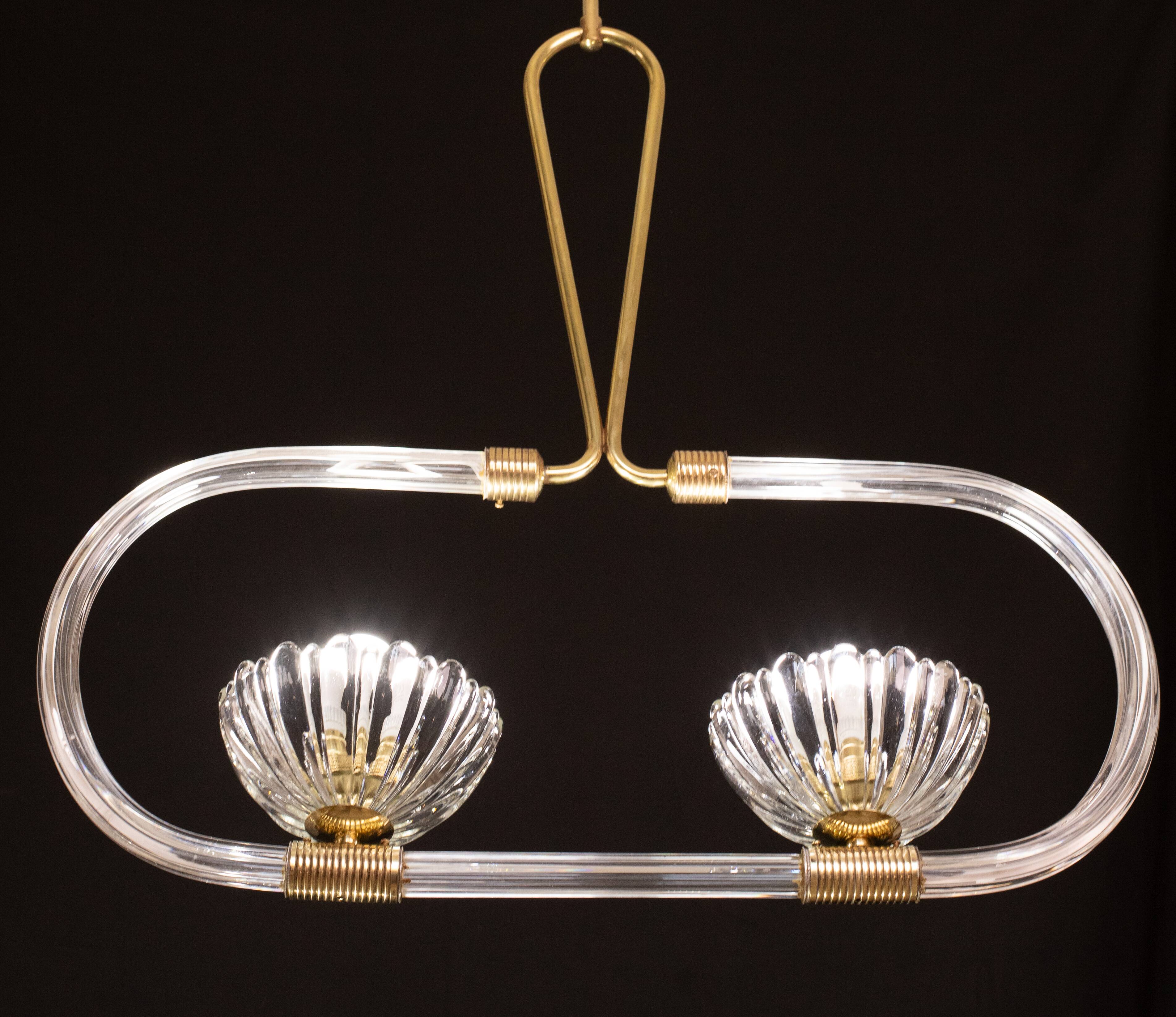 Extraordinary two-cup Art Deco candlestick by Barovier and Toso, 1940s