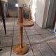 Vintage 1970 wooden pedestal ashtray with shelf