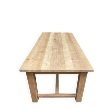 Table à manger de ferme décapée en chêne massif brut 1970 - 210cm