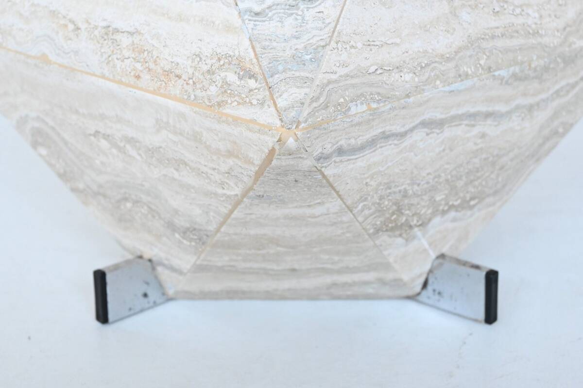 Diamond shaped coffee table in travertine and chrome Italy 1960
