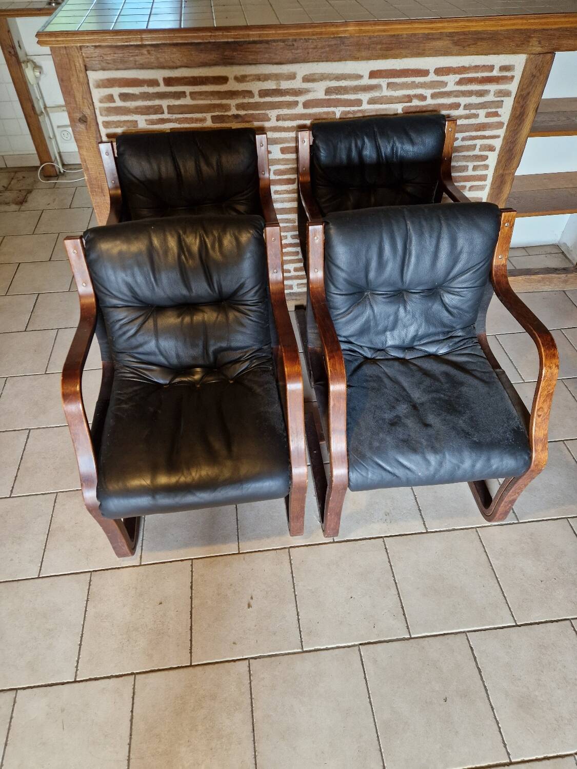 Rare set of 4 vintage design chairs from Finland by Asko.