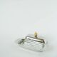 Silver-plated metal, brass and glass butter dish, 1960.