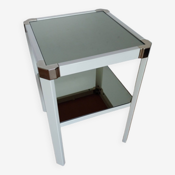 Roméo side table REGA metal pedestal table 2 mirrored tops