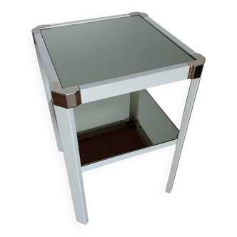 Roméo side table REGA metal pedestal table 2 mirrored tops