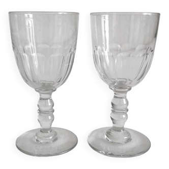 2 old aperitif or port wine glasses from the 19th century