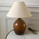Stoneware lamp and linen lampshade 50s-60s