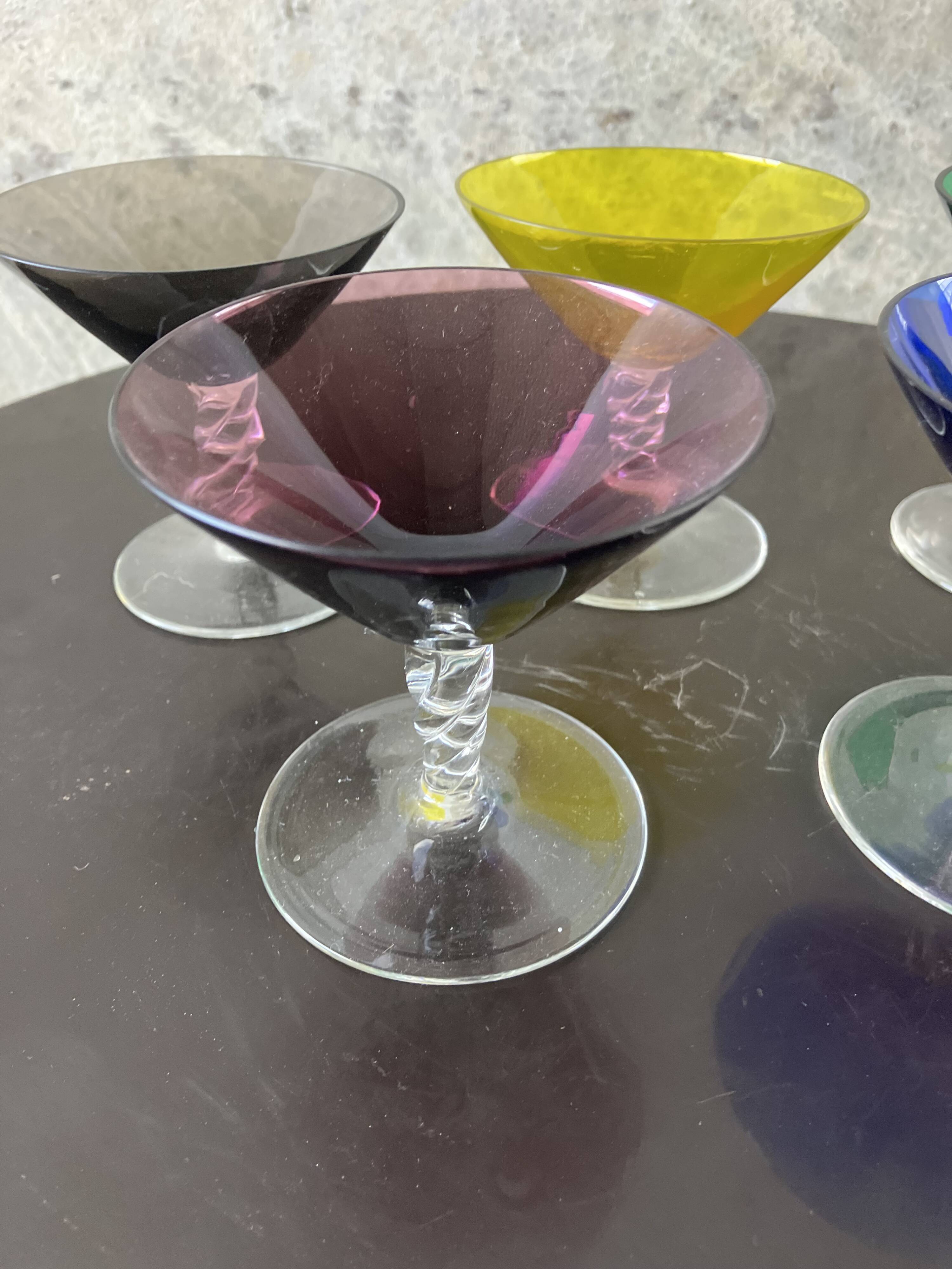 vintage 1970s martini glass set