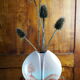 Vase lentille rose, paysage poétique arbre & vol d'oiseaux - Yves Mohy, porcelaine de Virebent - ann