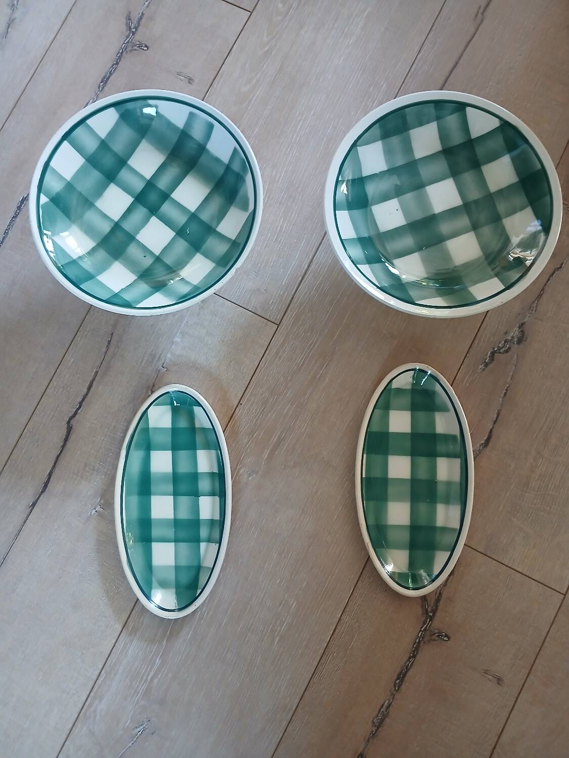 Set of antique Scottish tile dishes
