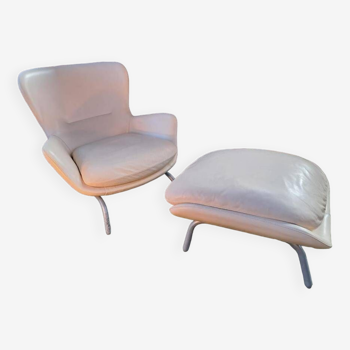 Roche Bobois leather armchair and ottoman