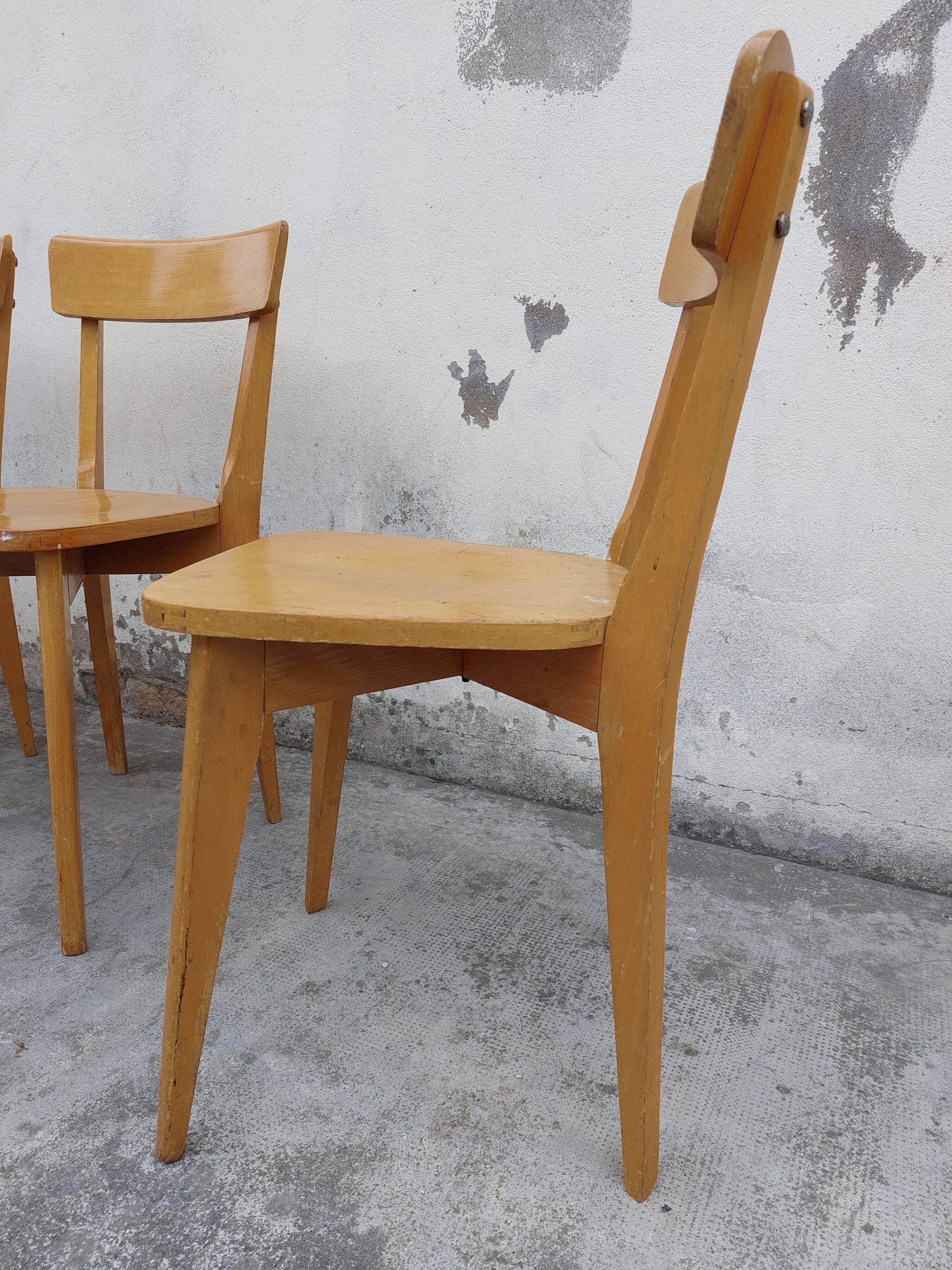 Série de 4 chaises de bistrot année 50