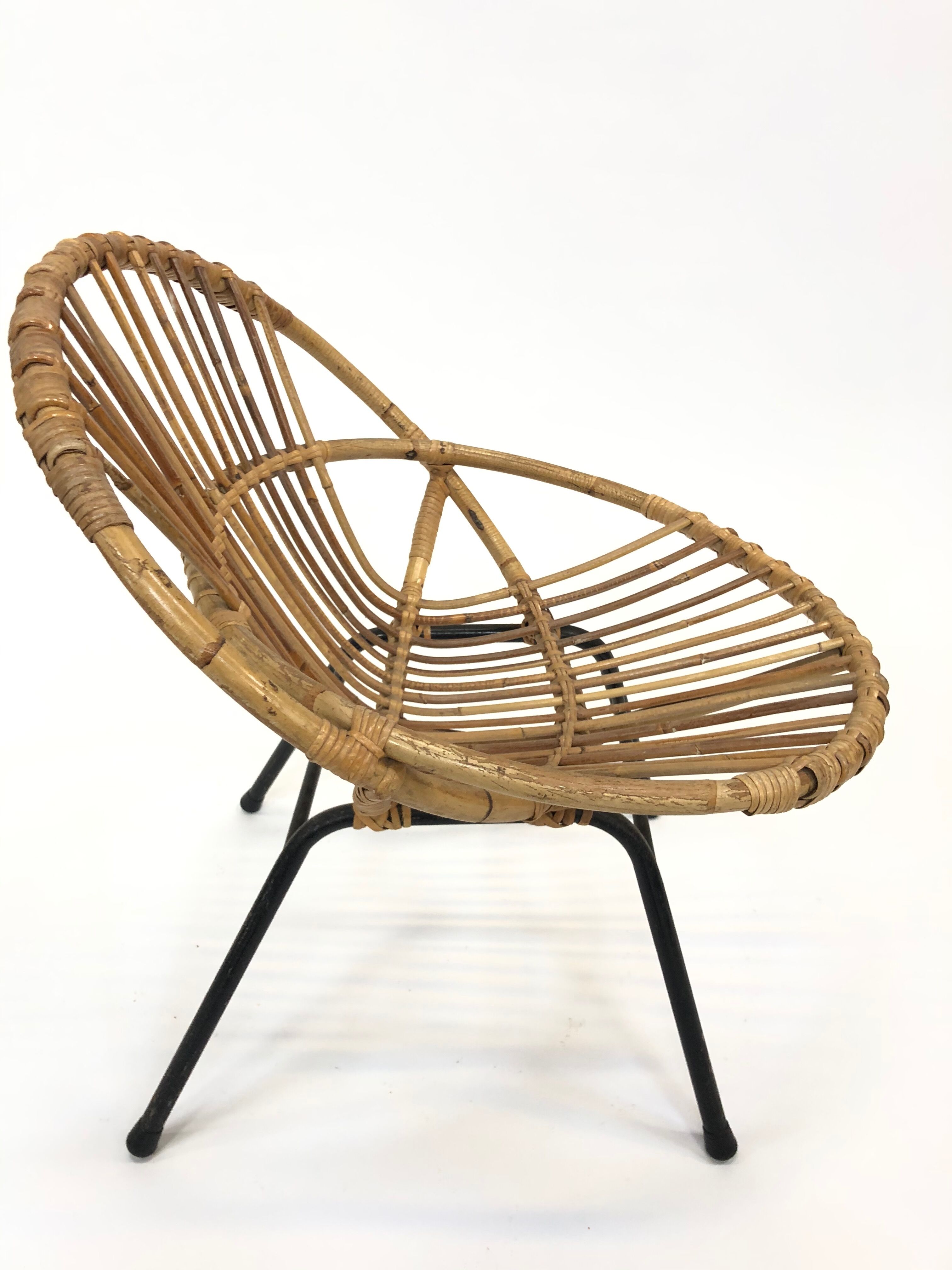 Fauteuil vintage en rotin par Dirk van Sliedregt Rohe Noordwolde 1960 aux Pays-Bas