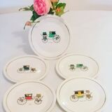 Old k&g luneville dessert plates, vintage car pattern