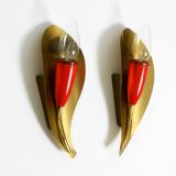 Two original Mid Century Modern brass sconces