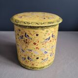 Cylindrical iron box - Birds on yellow background